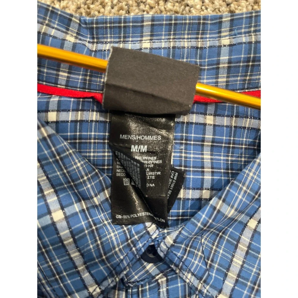 The North Face Mens Plaid Short Sleeve Button Up Shirt Blue White Size M‎